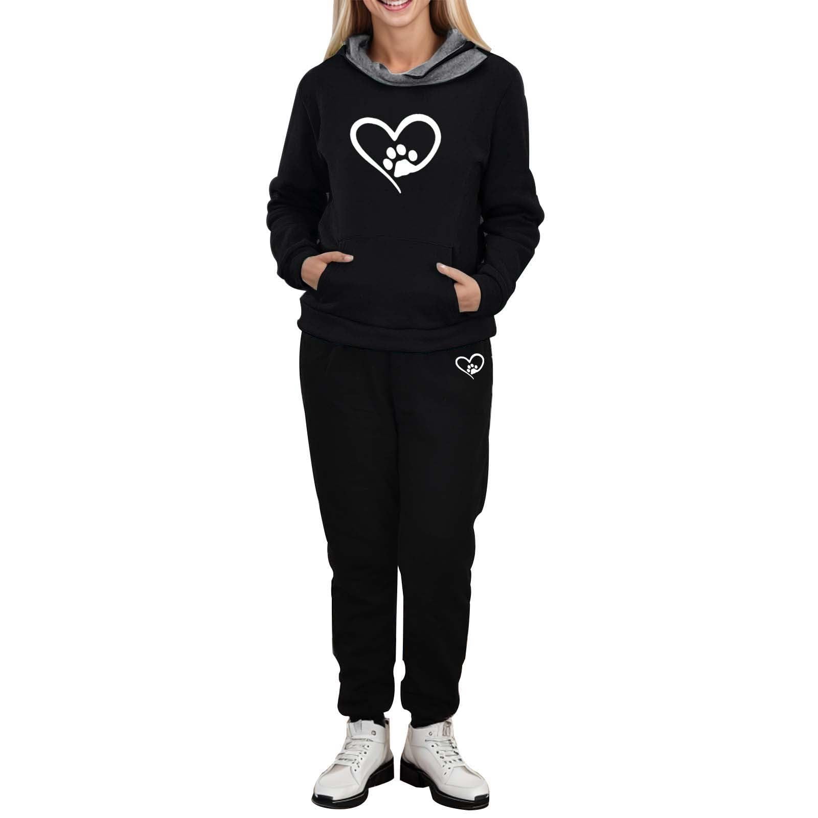 Jogginganzug Damen Damen-Jogginganzüge Zweiteiler Winter 2 Teiler Elegant Hoodies Und Sweatshirts Für Hausanzug Trainingsanzug Baumwolle Warmer Jogger Set Sport Suit Hoodie Oversized