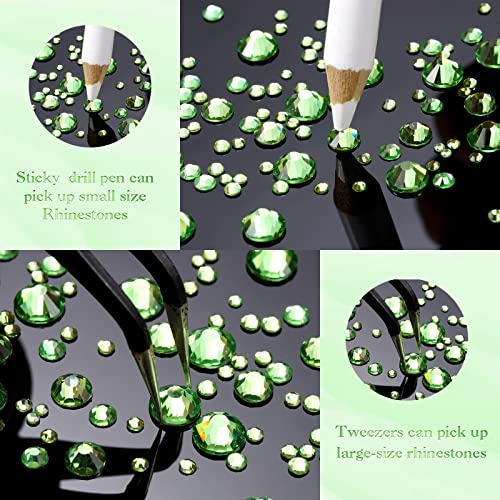 2000 Pieces Flat Back Gems Round Crystal Rhinestones 6 Sizes (1.5-6 Mm) With Pick Up Tweezer And Rhinestones Picking Pen For Crafts Nail Face Art Clothes Shoes Bags Diy (Fruit Green) #TOP2