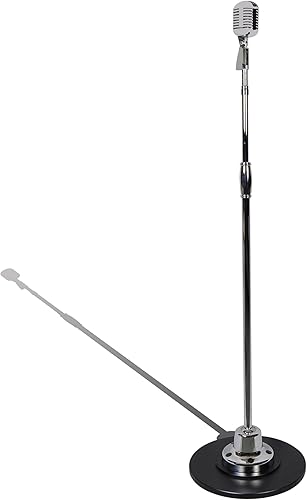 Pyle Micrófono retro y soporte oscilante Micrófono clásico vintage profesional dinámico unidireccional de audio vocal con soporte ajustable, cable