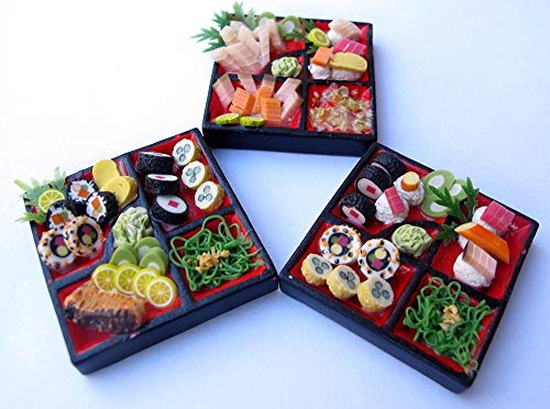 Thaihonest Mixed Set 3 Dollhouse Miniature Sushi Bento ,Tiny Food, Collectibles #TOP5
