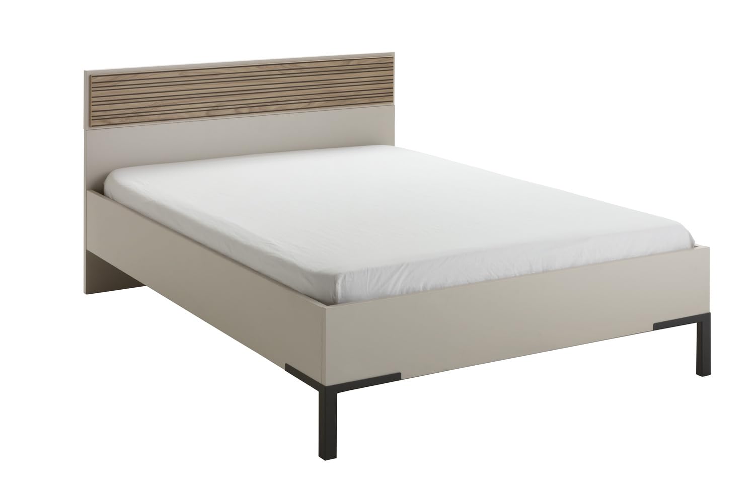 Composad | Letto 1 Piazza e Mezza della Linea BRAVO per Cameretta, Letto moderno per bambini e ragazzi, (LxAxP): 125,8x93,5x206,2 cm, Grigio Cashmere Topmatt e Strippedwood, Made In italy