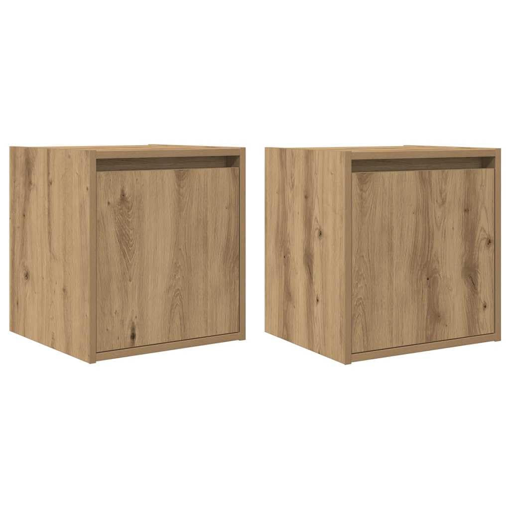 Schwebender Nachttisch aus Holzwerkstoff mit Wandmontage und reichlich Stauraum für Schlafzimmer