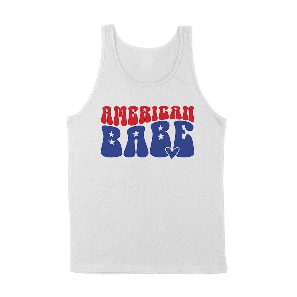 TeesAndTankYou Retro American Babe Tank Top Unisex 2X-Large White