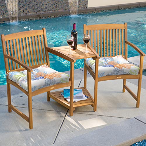 Lvtxiii Outdoor Seat Cushion With Ties, Fade-Resistant Wicker Seat Cushions, All Weather Tufted Chair Pads For Patio Furniture Decoration (Square Back, 19”X19”X5”, Coral Multi, 2 Pack) #TOP4