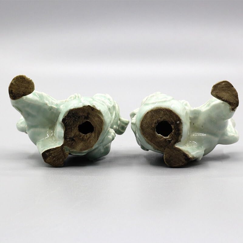 Amazon.co.jp: 狛犬・獅子【神具】狛犬(陶器青地)獅子一対 雄雌セット