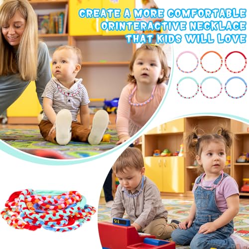 Image of Henoyso 12 Pack Sensory Chew Necklaces Kids Soft Terry Cloth Oral Motor Teething Toys for Boys Girls, Reusable Chewy Jewelry for Focusing & Calming(Twist Style,Cute Color)