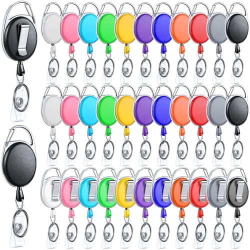 Yaomiao 60 Pack Retractable Badge Holder Reel with Clip, 11 Colors