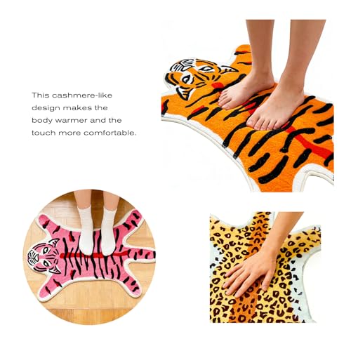 Cmtuuy Tiger Bathroom Rugs, Tiger Rug, Animal Rug, Bath Mats for Bathroom, Cute Bath Mat, Non-Slip for Bedroom Kitchen Cartoon Soft Bathmat, Machine Washable, 35.5inx23.6in (Lion) - Thumbnail 4