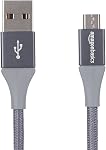 Amazon Basics Double Braided Nylon USB 2.0 A to Micro B Charger Cable | 6 Feet, Dark Grey