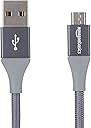 Amazon Basics Micro USB to USB-A 2.0 Fast Charging Cable, Nylon Braided Cord, Android Charger, 480Mbps Transfer Speed, 6 Foot, Dark Gray