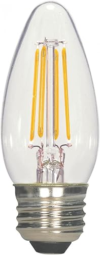 Satco S9964 LED B11 de 5.5 vatios; transparente; base media; 2700 K; 500 lúmenes; 120 voltios, paquete de 6 no conformes