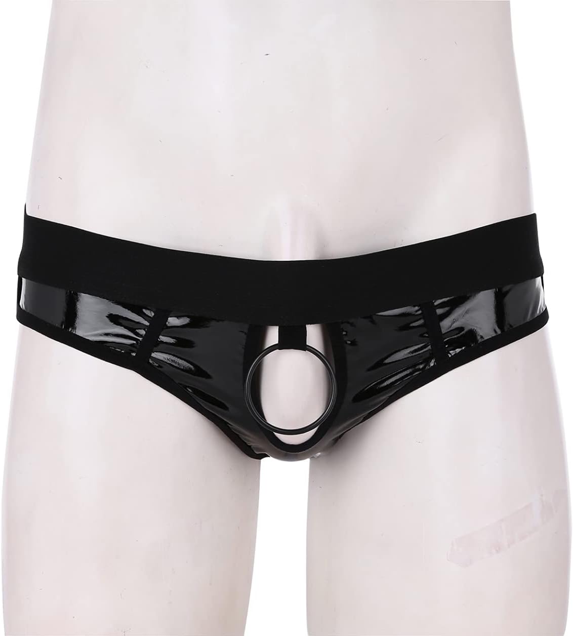 Mens Sexy Open Pouch Underwear Wetlook Faux Leather Panties Jockstrap Brief Thong G-strings