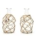 Hosley Set of 2 Glass Floral Rose Vases, Rope Wrapped, Coastal Style. Ideal Gift for Floral Arrangements Spa, Aromatherapy, Nautical Votive Tea Light Candle Garden, Essential Oil Diffuser DWDOO O7