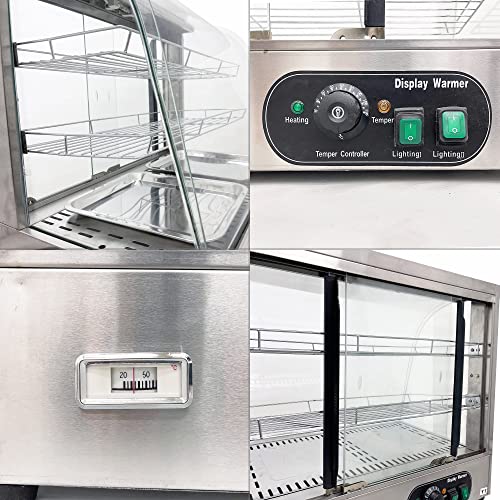 BREVELTION 3-Tier Commercial Food Warmer Display Stainless Case 26.77x19.3x24inch Electric Countertop Egg Tart Pizza Food Heater Cabinet 30-110℃ Temperature Adjustable with LED Lighting - Thumbnail 3