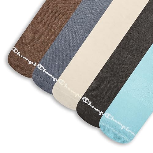 Image of Champion Men's Cushioned Crew Socks 5-Pack - Moisture-Wicking Athletic Crew Socks with Arch Support (Sizes 6-12)