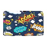 Bath Mat,Retro Comic Book Pop Speech Humor Expressions Boom Scream Splash Bathroom Rug Shower Floor,Bath Rug,Absorbent Doormat Bedroom Rug Kitchen Toilet Carpet