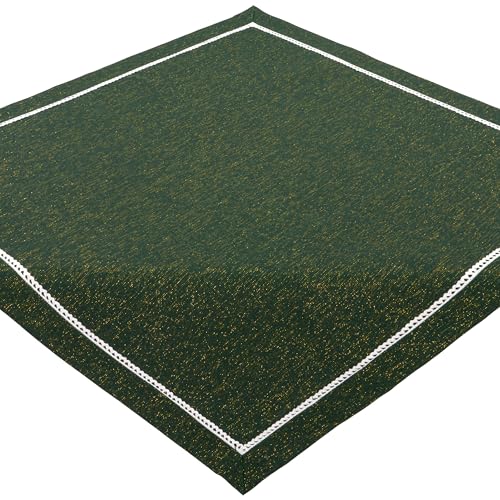 Tischdecke Weihnachten 85x85 Lurex Gold Spitze Mitteldecke Bestickt...