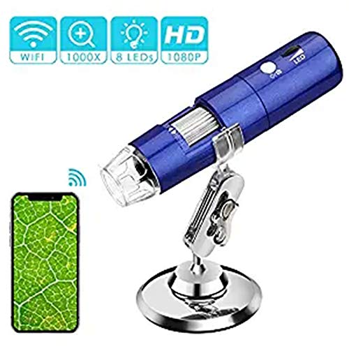 Wireless Digital-Mikroskop-Handheld USB-Mikroskop-Kamera, 1080P FHD 2.0 MP 8 LED Kompatibel mit Android und iOS Smartphone oder Tablet, Windows
