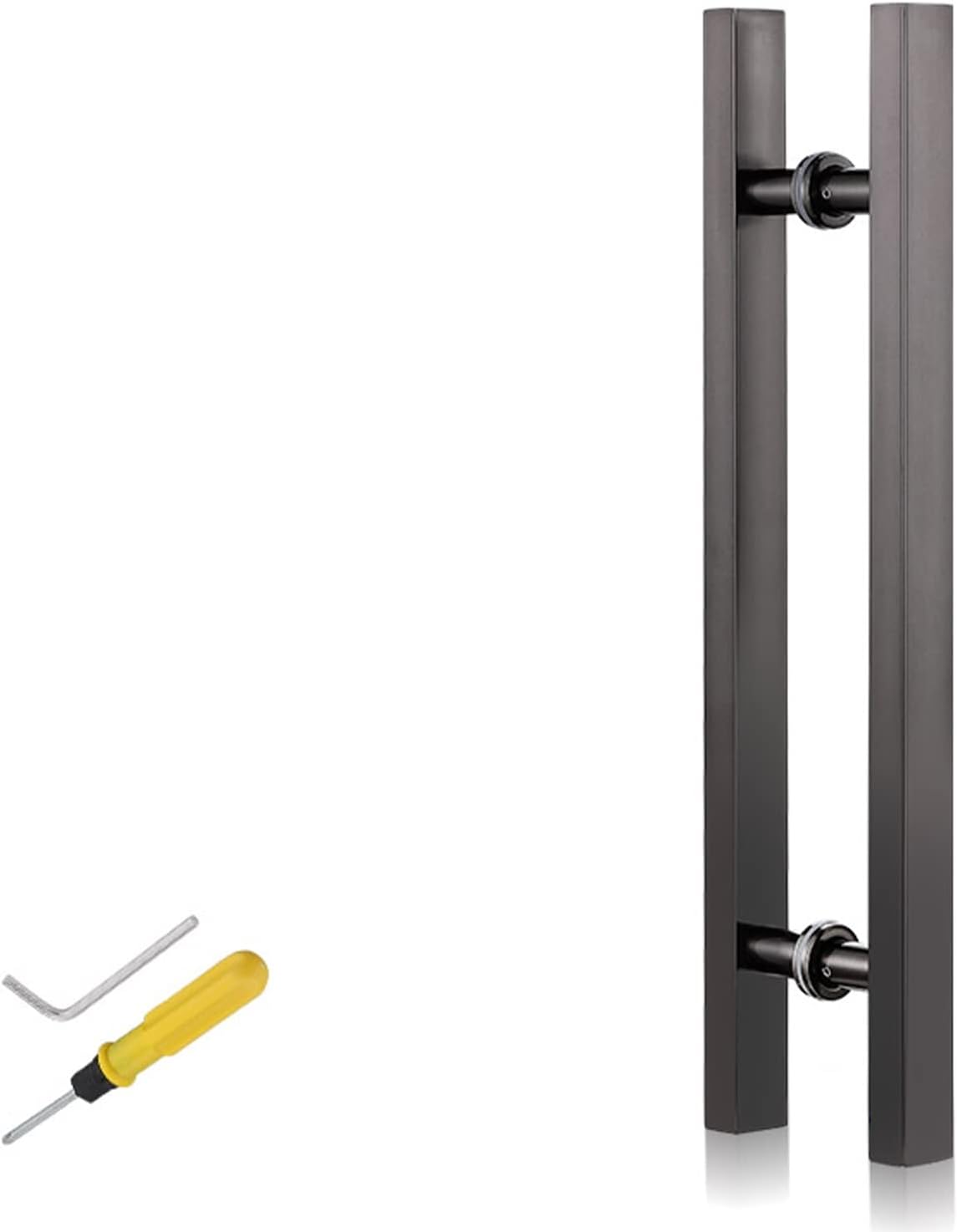 Stainless Steel Sliding Door Handle for Barn Door, Brushed Double Sided Door Pull Handle, H Shape Sliding Doors/Shape Swing Door Door Pull (Color : Black, Size : 50cm/20inch)