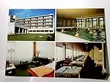  Wiesbaden. Rheumaklinik. Alte Ansichtskarte / Postkarte farbig, ungel. datiert 1986. 4 Ansichten : Gebäude, Speiseraum, Zimmer u. Hallenbad.