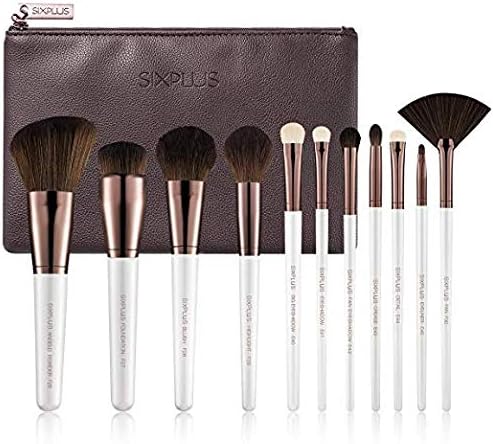 SIXPLUS 11Pcs Pearly White Makeup Brush Set Professional Makeup Brushes with Portable Bag
