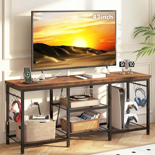 YGEOMER Entertainment Center for TVs Up to 55 Inch, TV Stand with Power Outlet and Open Storage...