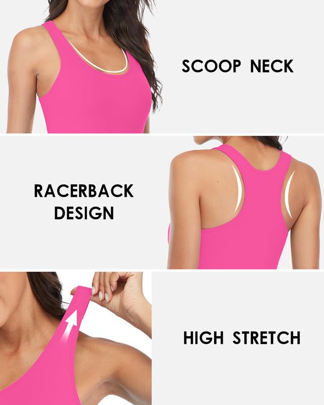 Image of beautyin Women Tank Top with Shelf Bra Racerback Workout Yoga Undershirt