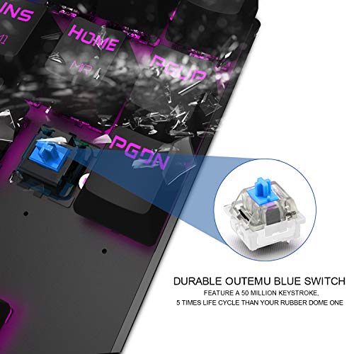 MOTOSPEED Professional Gaming Mechanical Keyboard RGB Rainbow Backlit 87 Keys Illuminated Computer USB Gaming Keyboard for Mac & PC Black - Thumbnail 5