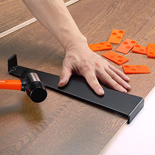 Rexbeti 44-Piece Upgraded Laminate Wood Flooring Installation Kit With Solid Tapping Block, Long And Wider Pull Bar, Diameter 1 9/16" Reinforced Double-Faced Mallet, 10" Contour Gauge And 40 Spacers #TOP6