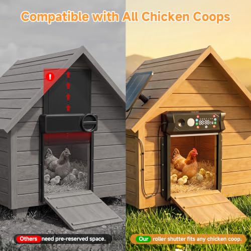 Image of Automatic Chicken Coop Door Solar Powered, Large 9.45 inchX10.24 inch Opening