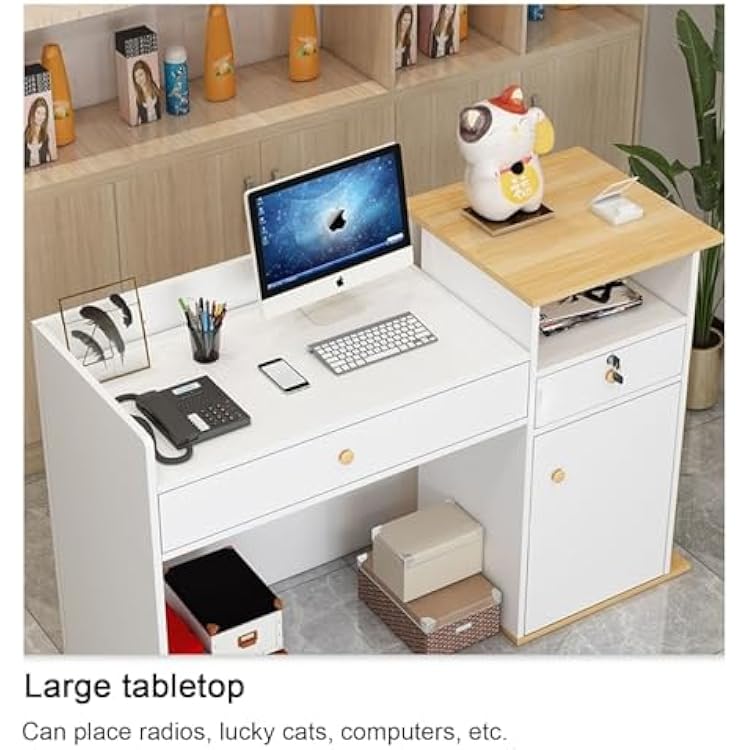 Reception Desk Counter Standing Drawer Receptionist Checkout Office Table Modern Podium Salon Room Hotel Small Bar Beauty Salon Clothing Store Cashier Front Desk Checkout Counter