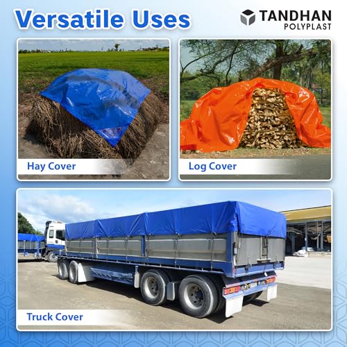 Image of Ecoraksha Gold Premium Multilayer Eco-Friendly Tarpaulin Sheet Waterproof Tirpal Heavy Duty 6 X 4 Ft Poly Tadpatri - Multipurpose 250 GSM Plastic Cover Tharpai, Thadika, Tarp (Blue)