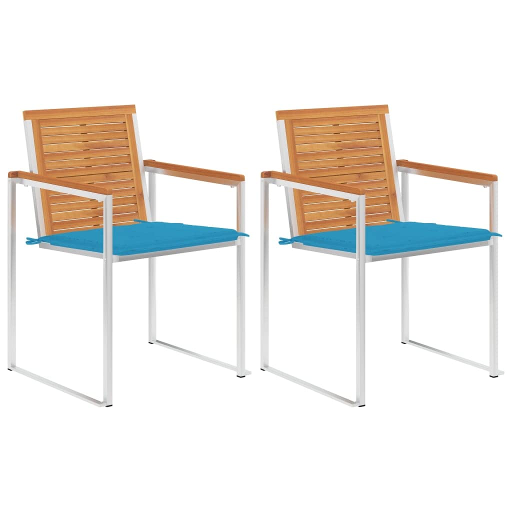 3061492 Sedie da Giardino 2 pz con Cuscini in Legno Acacia e Acciaio Testata in Legno,Testata Letto Matrimoniale Muebles Dormitorio Spalliera Letto Testiere per Letto Matrimoniale