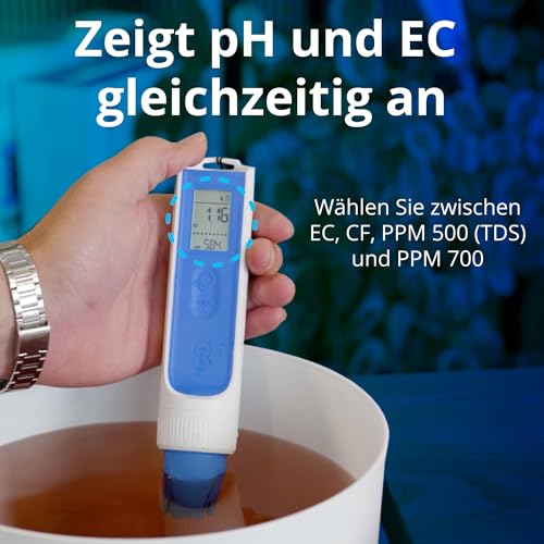 Bluelab OnePen - ein 3-in-1 Temperatur-, EC/PPM- und pH-Messgerät, blitzschnelle Messwerte - Bluetooth-Datenaustausch & In-App-Tracking - austauschbare Sonde