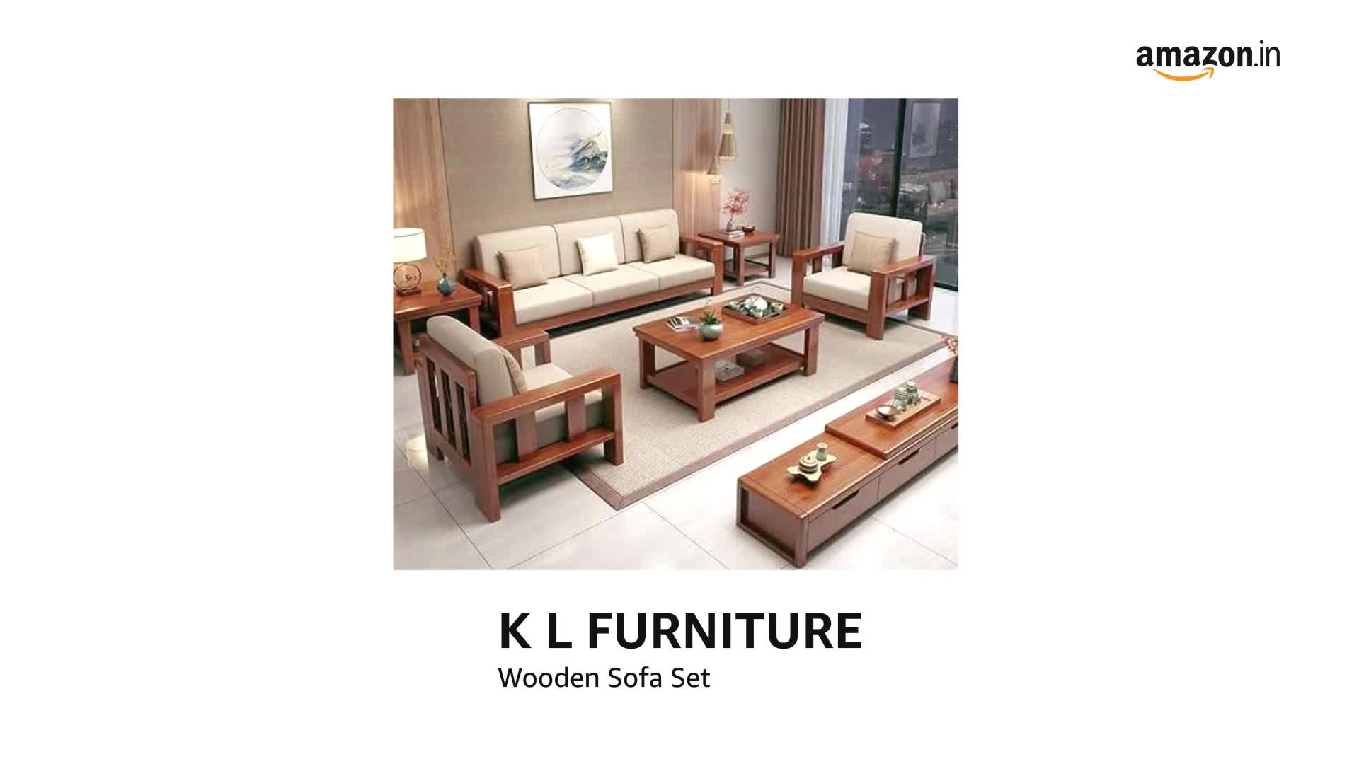 Watch K L FURNITURE Wooden Sofa Set For Living Room | Wooden Sofa Set 5 ...