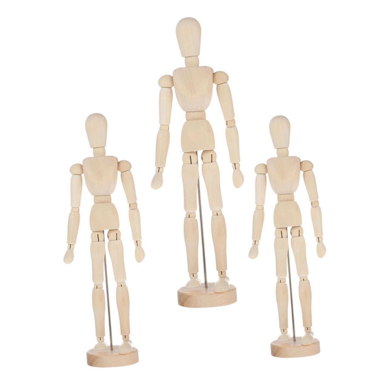 Gadpiparty 3pcs Moveable Wooden Figure Model for Artists Natural Sketch Mannequin for Home Decor Drawing Painting Sculpting Reference Tool for Capturing Scale and Shadows