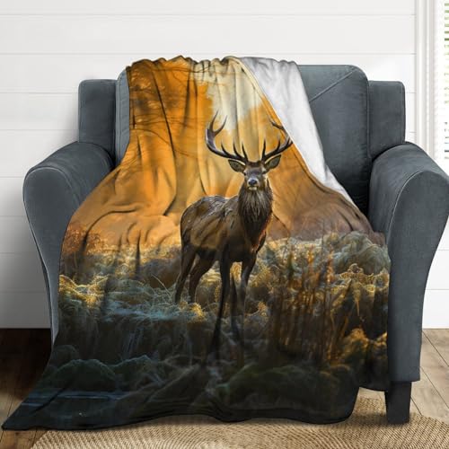 Plaid en microfibre de qualité supérieure jeté de lit design cerf élégant - 5