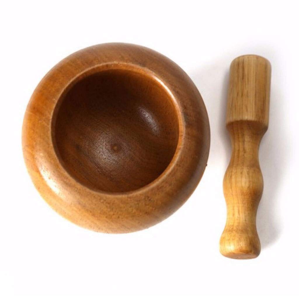 Pestle and Mortar Solid Wood Mortar and Pestle Set with Spice Grinder Kitchen Cooking Tools, Vanilla Spice Mixed Grind Bowl Kitchenware Mortar Pestle