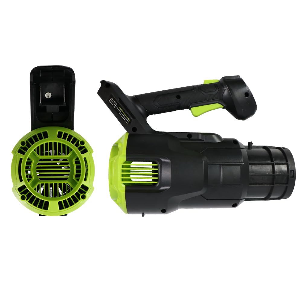 Soplador de hojas inalámbrico de 21 V con velocidad de viento de 340 CFM y 53 m/s, soplador de viento eléctrico de 3 velocidades para patio, potente para limpiar hojas húmedas, patio, garaje, limpieza