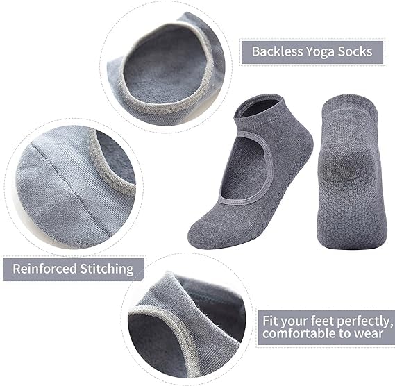 Marrone Women Yoga Socks Gym Dance Sport Exercise Socks Female Non-Slip Fitness Sock, Yoga Socks for Women for Pilates Pure Barre Ballet Dance 3