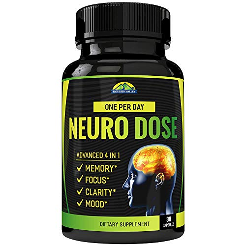 EzyAbsorb NeuroDose - Memory, Focus & Clarity Formula - One Per Day Herbal Nootropic Scientifically Formulated for Peak Performance - Bacopa, DMAE, Rhodiola, Ginkgo Biloba, PS100, Ginseng & More