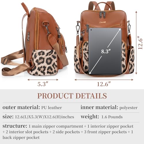 Image of PU Leather Backpack Purse for Women Travel Convertible Shoulder Tassel Bag Ladies Work Travel Handbags