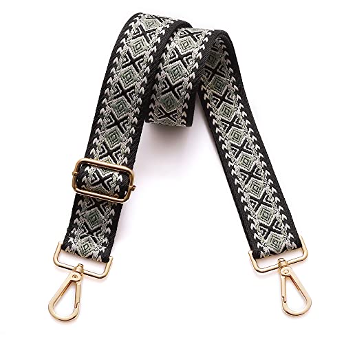 Image of Purse Straps Replacement Wide Crossbody Shoulder Strap for Bags Purse Extender Accessories Guitar Straps, Gold Buckle-145, 1.5inch, Canvas,Simple