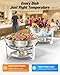 WARMOUNTS Round Chafing Dishes for Buffet (5QT, 4 Pack), Chafers and Buffet Warmers Sets with Mirror-Polished Stainless Steel, Rolled Rim, Stackable, Lid Holder for Parties, Catering, Weddings
