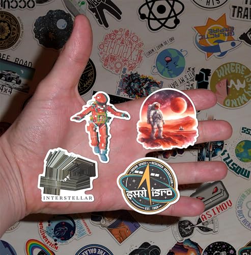 Image of WallDesign Space & Science Sticker Collection: 96 Laminated Stickers for Mobile, Laptop, Personalizing and Gifting! Durable, Hi-Quality Print for Astronomy Lovers-Self-Adhesive