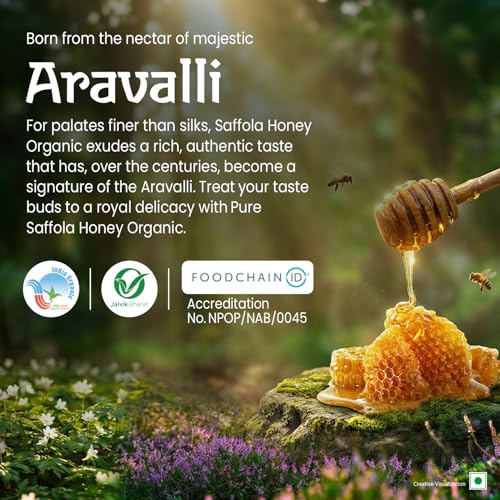 Image of Saffola Wild Forest Organic Honey, 500g, 100% Pure Wild Forest Organic Honey (Pack of 3)