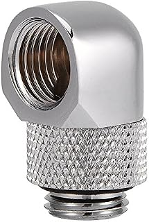 Richer-R Water Cooling Thread Elbow Connector,Water Cooling Fitting,90 Degrees PC Water Cooling Two-Touch Fitting G1/4 Thread Elbow Barb Connector for Tube (Silver)