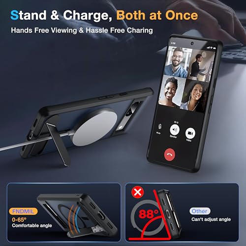 Image of for Google Pixel 7a Case with MagSafe [Adjustable Kickstand] [Charge While Standing] [Military Shockproof] Translucent Matte Soft Silicone Bumper for Google Pixel 7a Phone Case Slim, Black