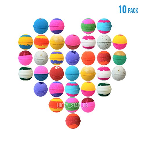 Bath bombs, EXTRA LARGE 10 count, Kids Bath bomb, Gift set, Gift, Bath bomb set, Assorted scent, made in USA, Premium Quality, Great for dry and sensitive skin, Won't stain tub