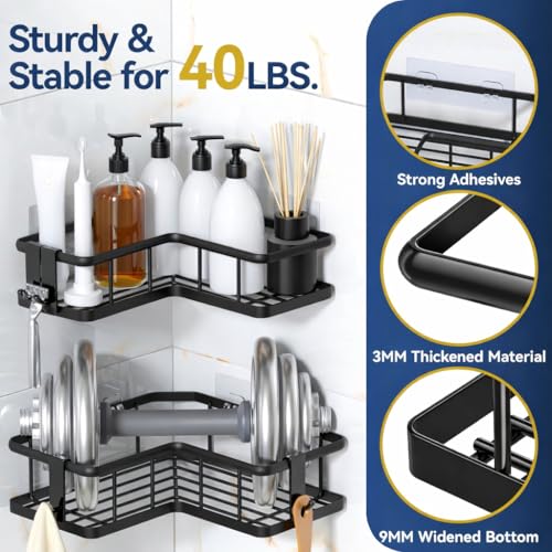 Image of URBANMONK 5-Pcs self Adhesive Corner Bathroom Organiser Without Drill | No Drill Bathroom Corner Shelves & Accessories | Corner Shelf for Bathroom Organisers, Soap Holder, Toothbrush Holder